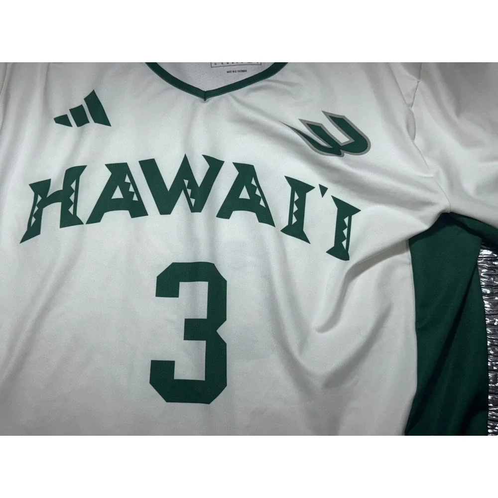 Adidas Hawaii Rainbow Warriors #3 Volleyball Jersey Long Sleeve White Green M